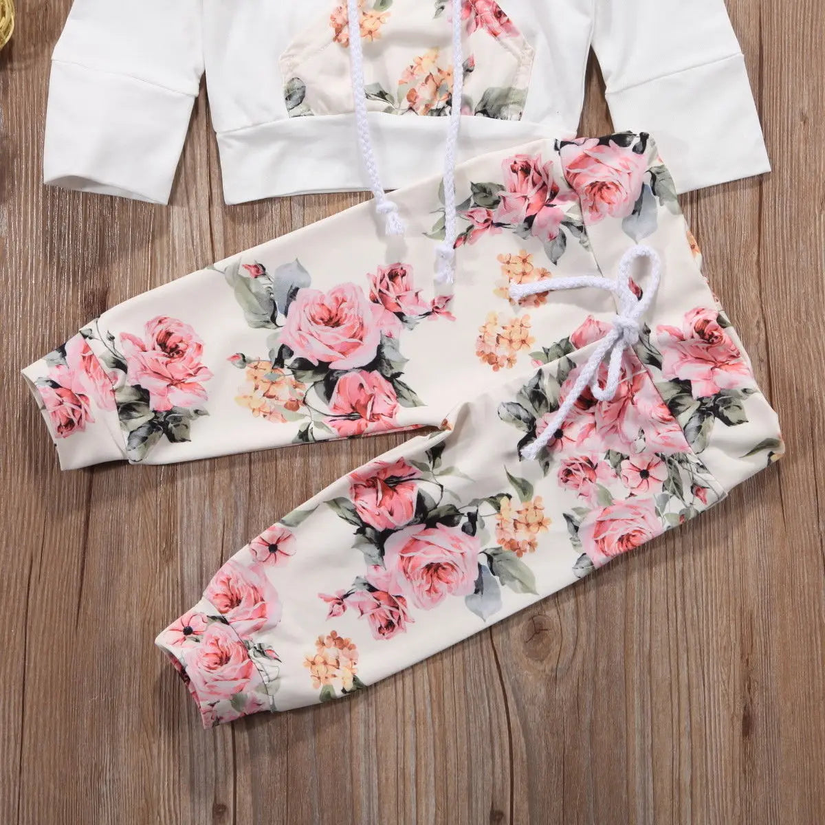 2017 Brand New Infant Toddler Newborn Baby Girls Floral Outfit Clothes Tracksuit Hooded Tops+Leggings Pants Headband 3Pcs Set