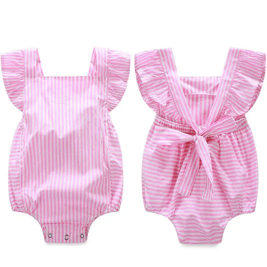 Pink Princess Toddler Infant Newborn Baby Girl Clothes Romper Jumpsuit Striped Outfits Sunsuit 0-18M