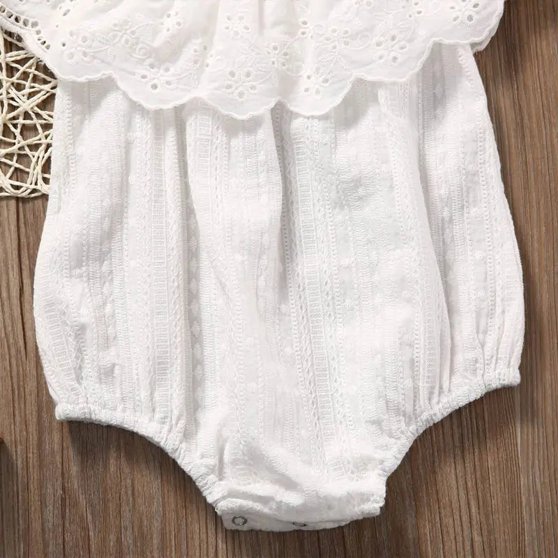 Toddler Infant Newborn Baby Girls Romper Fashion Jumpsuit Lace White Sunsuit Outfits 1Piece Clothes