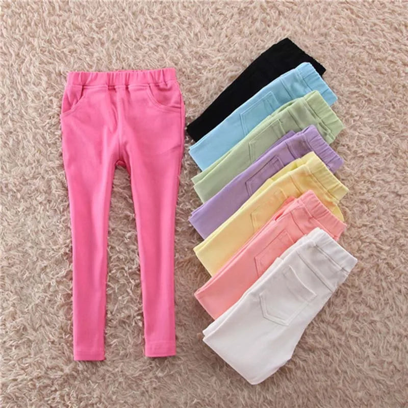 New autumn baby Clothing Hot Girls Jeans Candy Color Skinny Children Pants Baby Casual Long Pants toddler girls  Trousers