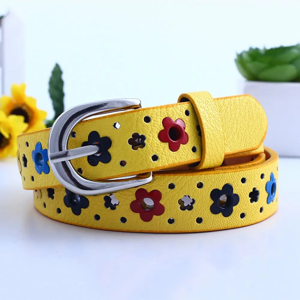 Hollow Butterfly Flowers Children Belt Boys and Girls Brand PU Leather Adjustable Belts Women Waistband