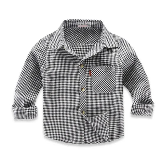 Spring Long Sleeve Boy's Shirts Casual Turn-down Collar Camisa Masculina Blouses for Children Kids Clothes Baby Boy Plaid Shirt