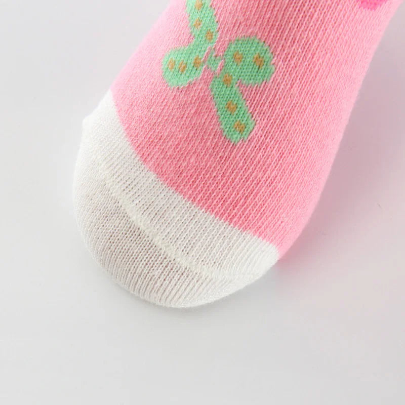 5 par/lote primavera otoño calcetines de alta calidad para niñas calcetines de algodón de Color caramelo con mariposas para niñas de 3 a 12 años calcetines para niños