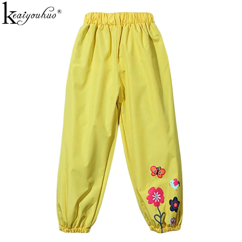 Pantalones de alta calidad para niñas, pantalones impermeables para primavera y otoño, ropa con estampado de flores para niños, pantalones para niñas, ropa para niñas