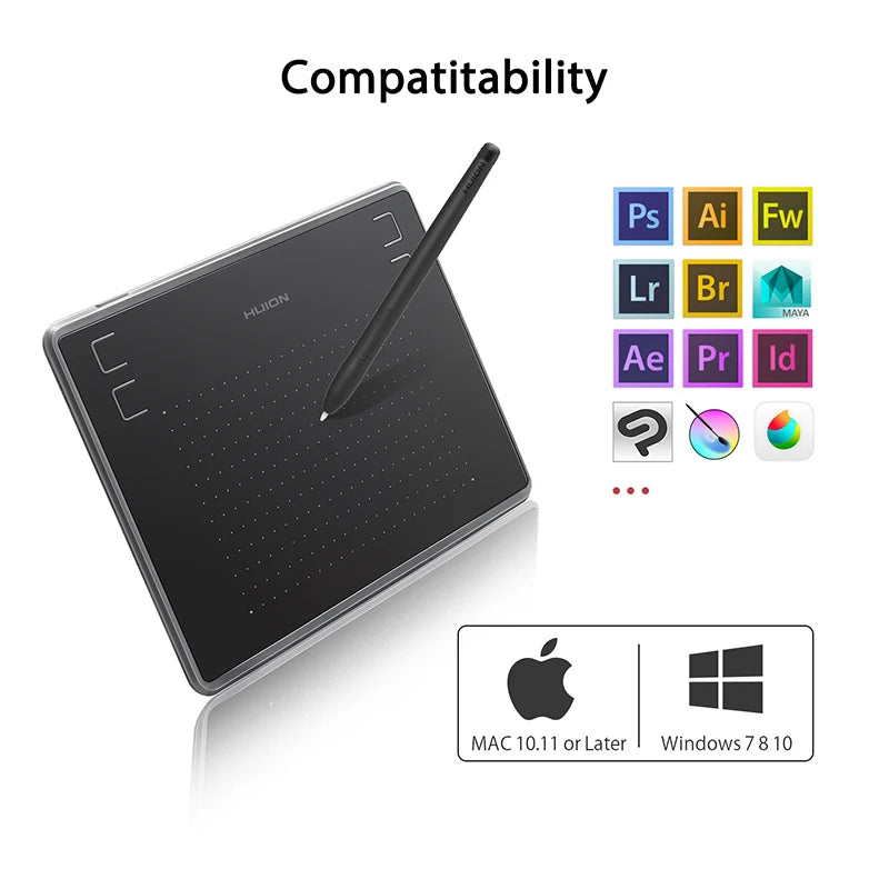HUION H430P tabletas digitales, bolígrafo de dibujo gráfico de firma, tableta de juego OSU con bolígrafo sin batería, no incluye guante