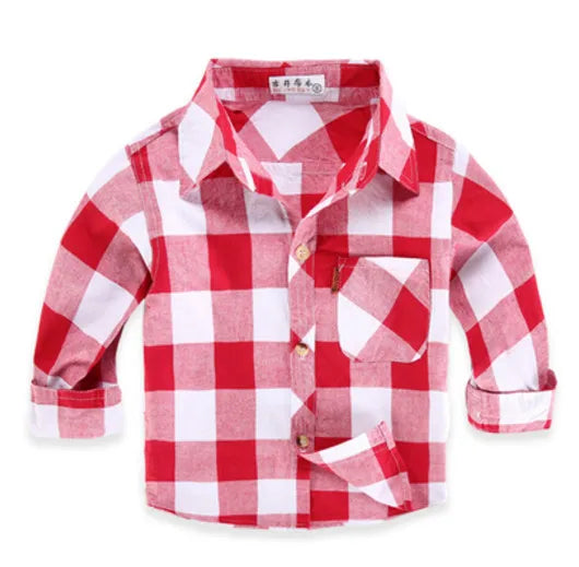 Spring Autumn Striped Boys Shirts Baby Kids Cotton Shirt Casual Fashion Plaid Blouses for Children 16 Colors Camisas Para Hombre