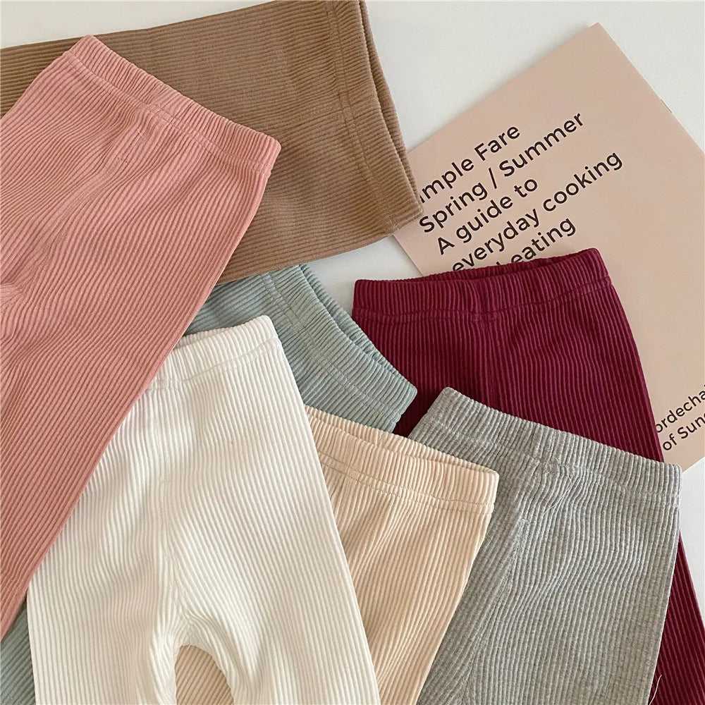 Autumn Spring Baby Girl Leggings Cotton Baby Boys Ribbed Full Length Infant Kids Clothes Skiny Pants Children Casual Trousers
