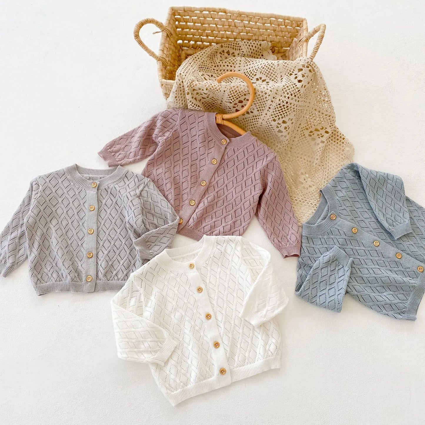 0-3T Newborn Kid Cardigan Sweater For Baby Boys Girls Elegant Autumn Winter Knitted Top Long Sleeve Hollow out Knitwear Coat