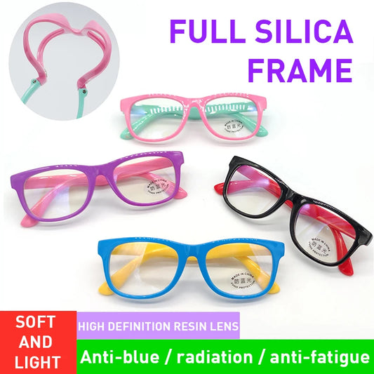 Gafas antiluz azul para niños, niños, niñas, filtro, marco suave, marco óptico cuadrado para ordenador, gafas de bloqueo reflectantes