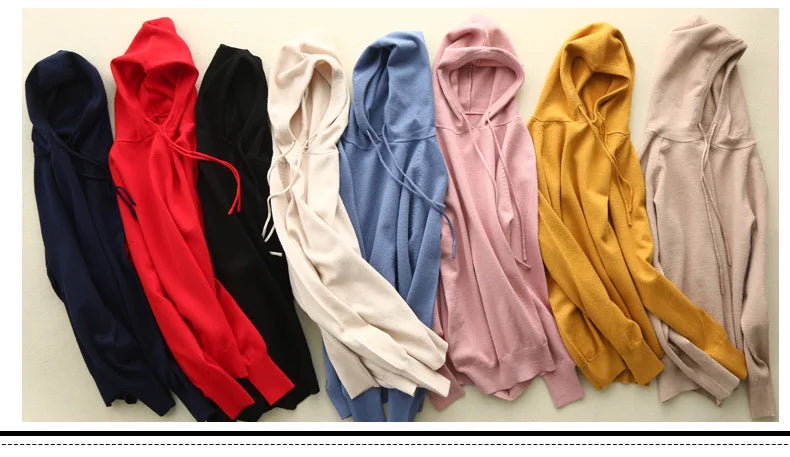 Autumn Winter Women Sweater 2025 New Solid Jumper Long Sleeve Hooded Pullovers Korean Fashion Loose Lady Casual Knitted Sweaters