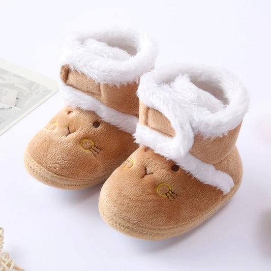 Baywell, botas cálidas para otoño e invierno para recién nacidos, 1 año, zapatos para bebés y niños, botas de nieve de piel de suela suave para niños de 0 a 18M