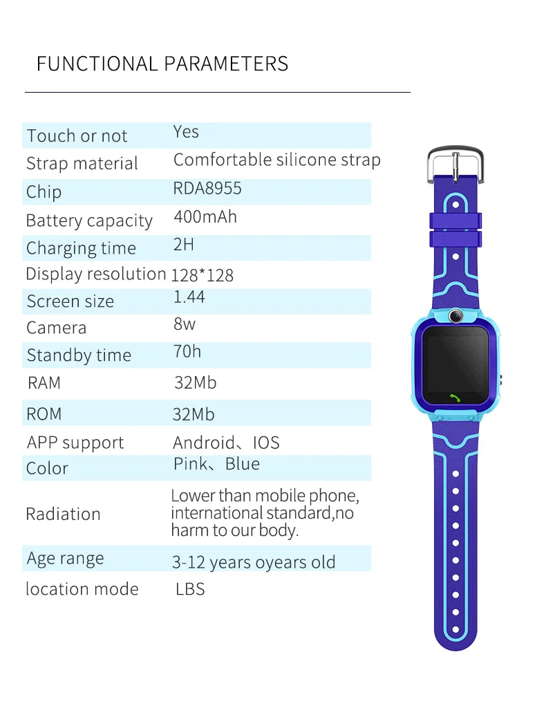 AISHI Q12 Kids Smart Watch IP67 Waterproof SOS Camera Phone 2G SIM Card Voice Call LBS Location Child Clock Smartwatches Gift