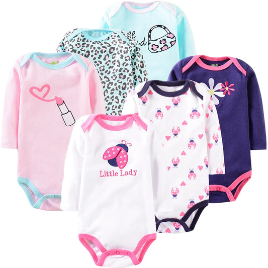 Baby Girl Fall Jumpsuit Long Sleeve 3Pcs Pure Cotton Newborn Bodysuits Round Collar Toddler Boy Clothes Set Infant Cute Costume