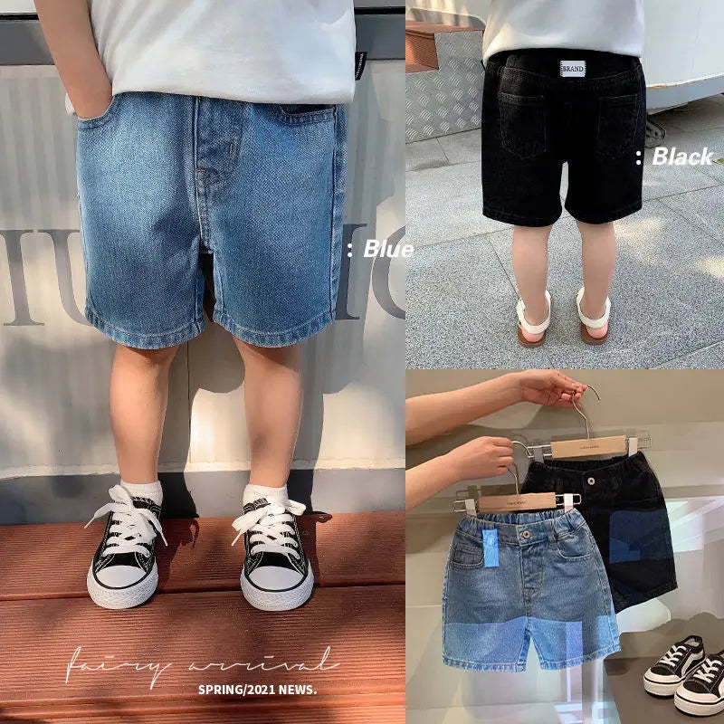 New Shorts Denim Thin Short Trousers Children Short Jeans Kids Baby Stretch Boardshorts Boy Summer Shorts Staright Jeans