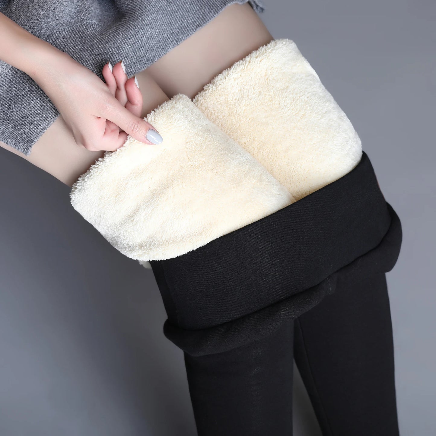 Skinny Thick Velvet Wool Fleece Girls Leggings Women Trousers Lambskin Cashmere Pants for Women Leggings