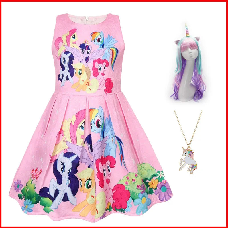 Baby Dresses Cute Elegant Dress Kids Party Christmas Costumes Children's Clothes Princess Pony Dress for Little Girls Unicorn