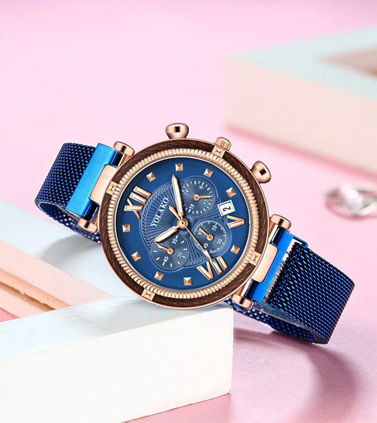 New 6pcs Set Women Watches Magnetic Starry Sky Female Clock Quartz Wristwatch Fashion Ladies Wrist Watch Relogio Feminino