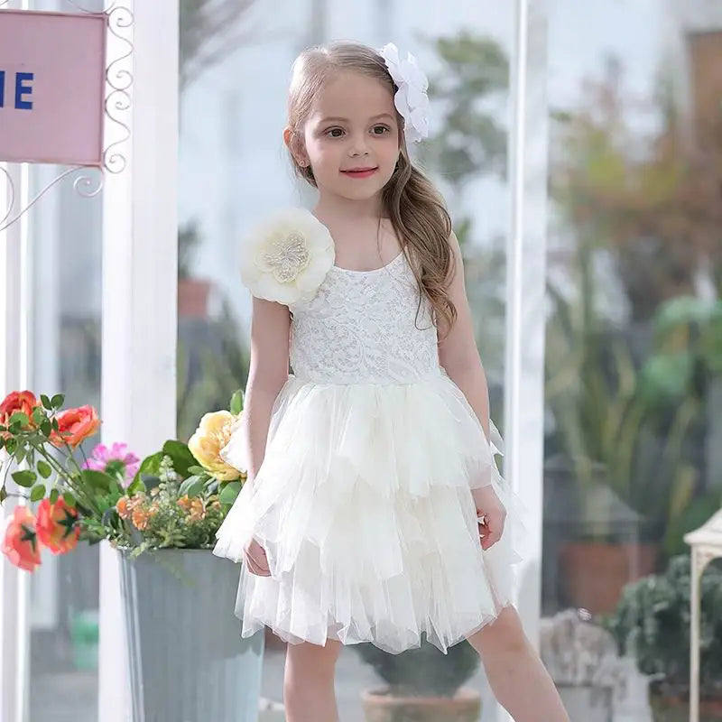 Summer Lace Girls Dress Gauze Kids Princess Dresses for Girl Vest Dress Party Dress Baby Clothes E16900