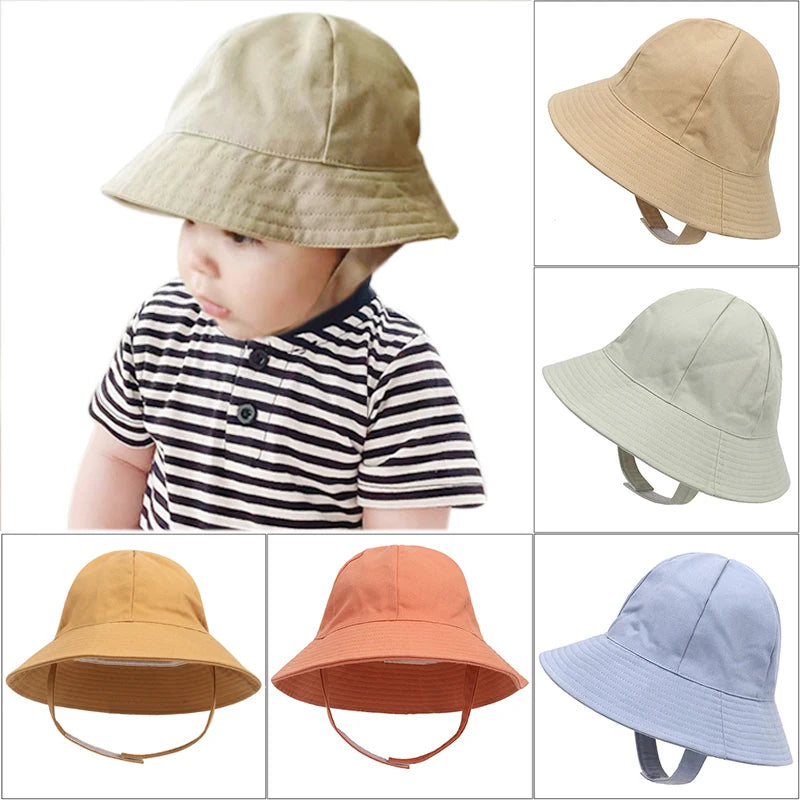 Summer Baby Bucket Hat Kids Cap Beach Accessories Baby Sun Hat for Boys Girls Fisherman Panama Hat Children Cap for 3M-6Y