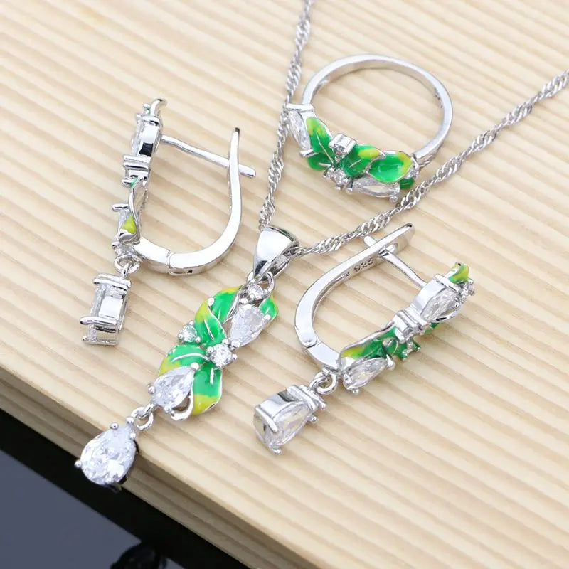 Purple Amethyst Silver 925 Jewelry Sets Charm Enamel Drop Earrings Women Handmade Decoration Luxury Jewellry