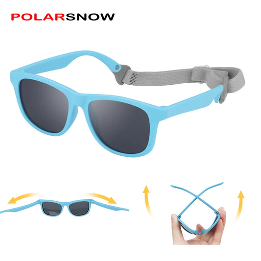 Kids Sunglasses Polarized with Strap for Girls Boys TPEE Flexible Frame UV400 Sun Glasses for Baby Toddler kids 0-2 and 2-8