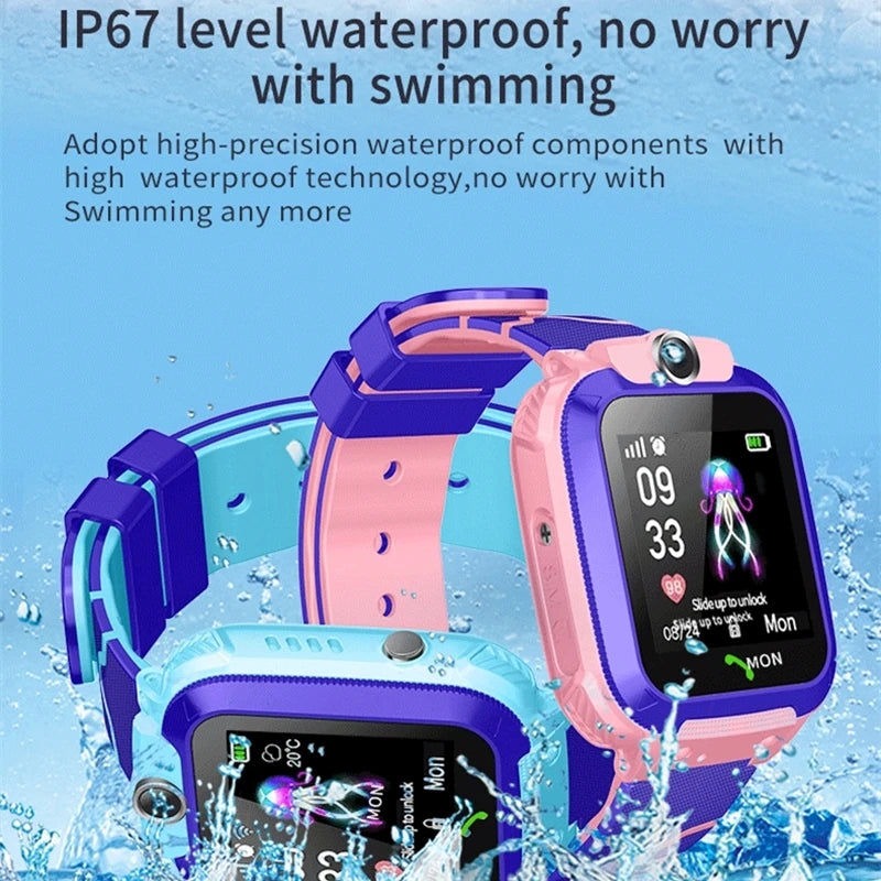 AISHI Q12 Kids Smart Watch IP67 Waterproof SOS Camera Phone 2G SIM Card Voice Call LBS Location Child Clock Smartwatches Gift