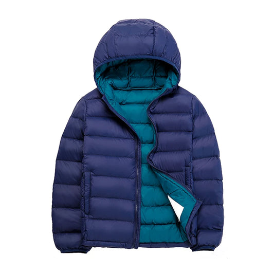 Autumn Winter Light Weight Children's Hooded Down Jackets Kids Clothing Boys Girls Portable Windproof Duck Down Coats