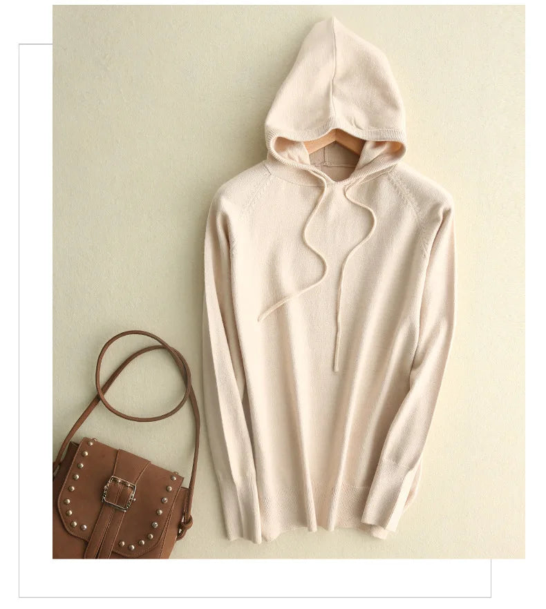 Autumn Winter Women Sweater 2025 New Solid Jumper Long Sleeve Hooded Pullovers Korean Fashion Loose Lady Casual Knitted Sweaters