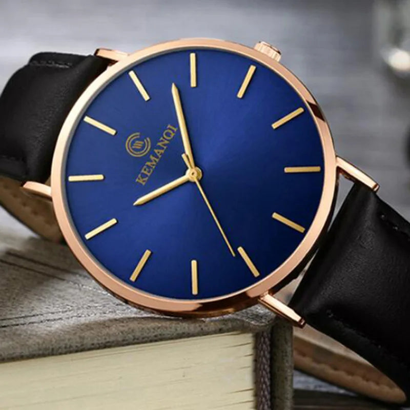 Fashion Men's Quartz Watches Thin Mens Watches Blue Glass Men Watch Men's Watch erkek kol saati reloj hombre Relogio Masculino