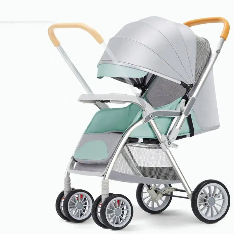 Custom Luxury Baby Stroller with All Terrain Wheels Portable Lightweight Foldable Pram Two Way Sunshade Cover