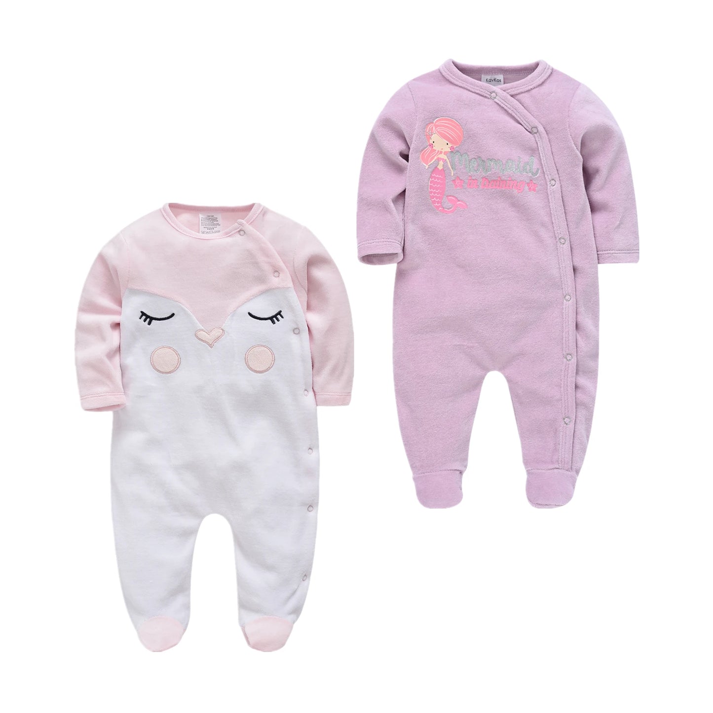 2021 Christmas Baby Girls Pyjamas Newborn Baby Girls Sleepsuit Cartoon Warm Winter Infant Pajamas Toddler Pijamas De Bebe