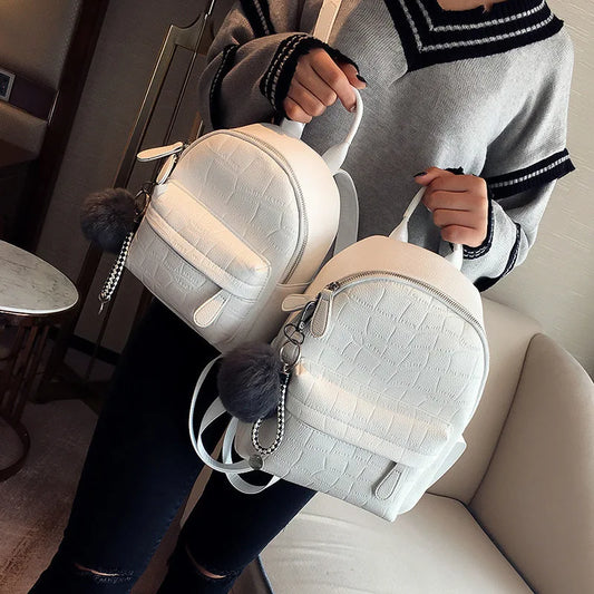 Mini Backpacks Women PU Leather Cute Small Backpack Female White Back Pack Black Backpacks For Teen Girls Fashion Bagpack Woman