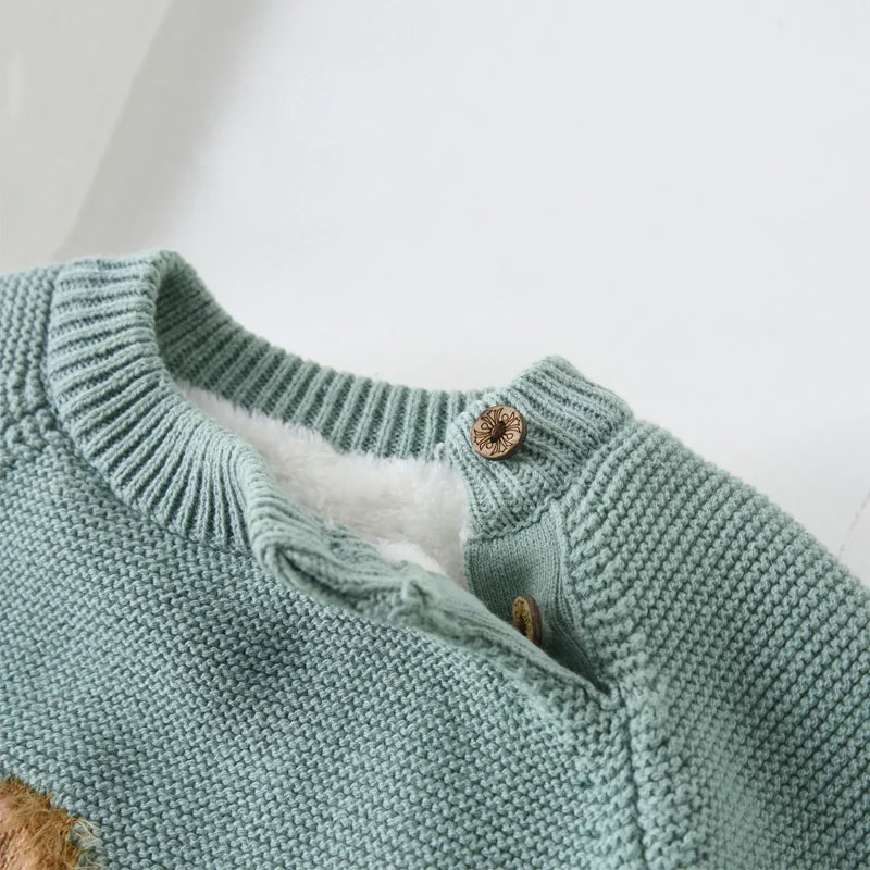 IENENS Kids Boys Girls Sweaters Clothes Baby Toddler Warm Sweater Coats Children Cartoon Thicken Tops Wool Pullovers Clothing