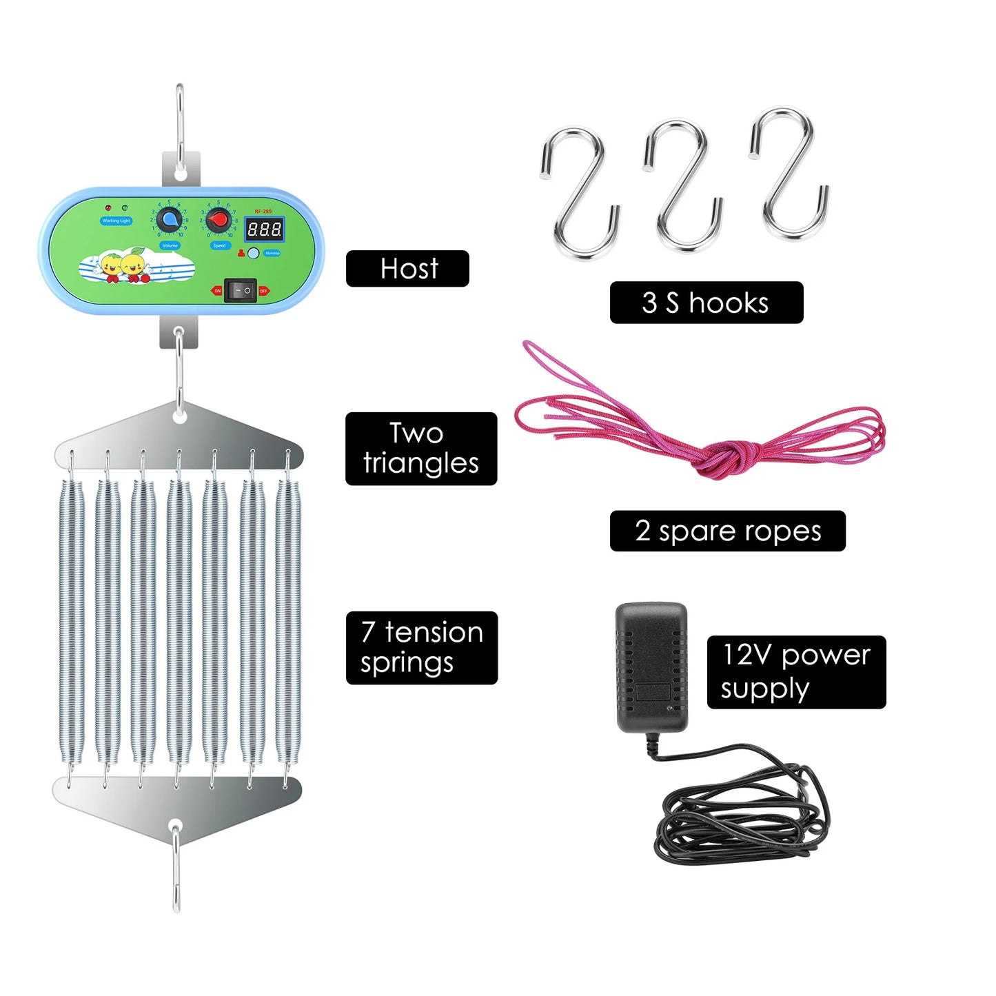 Electric Baby Swing Controller Babyschaukel-Controller,2 Spring,Remote Control, Motor Spring Bracket, Adjustable Timer, No Noise