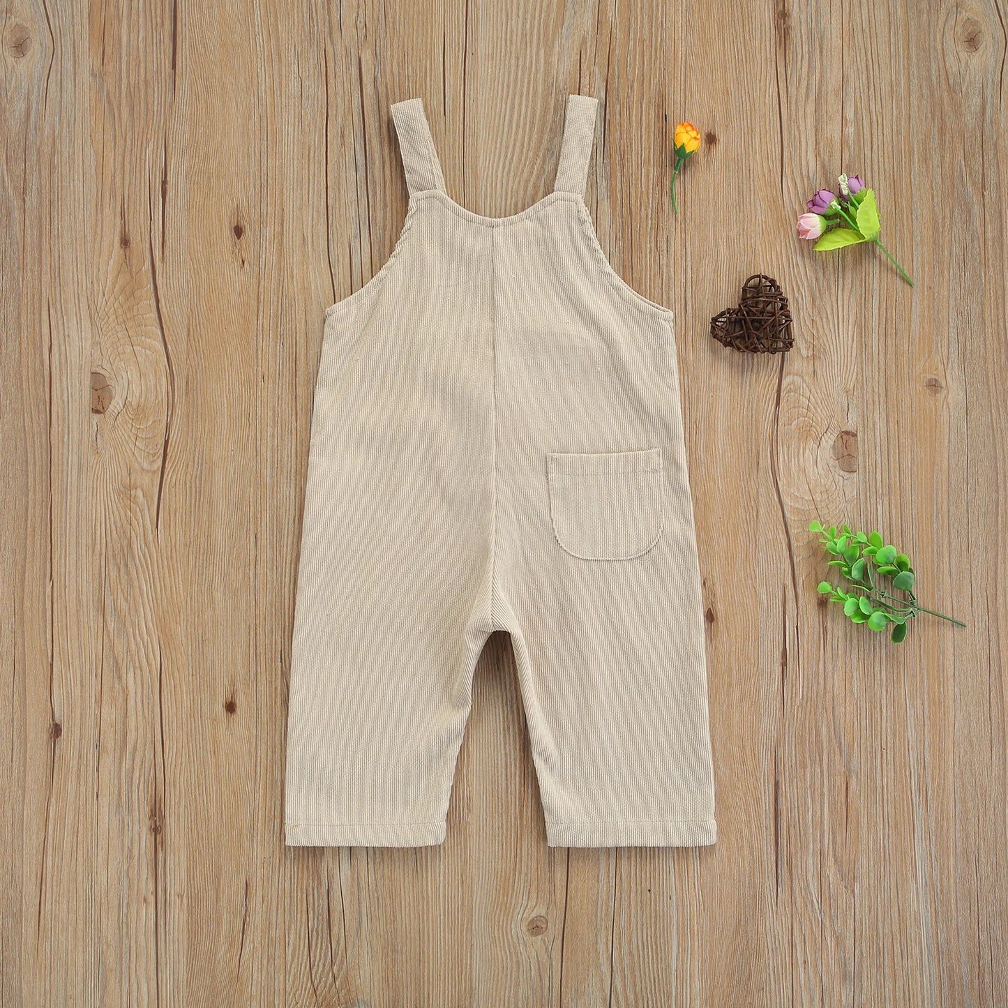 Infant Baby Boy Girl Clothes Solid Corduroy Romper Jumpsuit Cute Summer Sleeveless Straps Pocket Long Pants Overalls