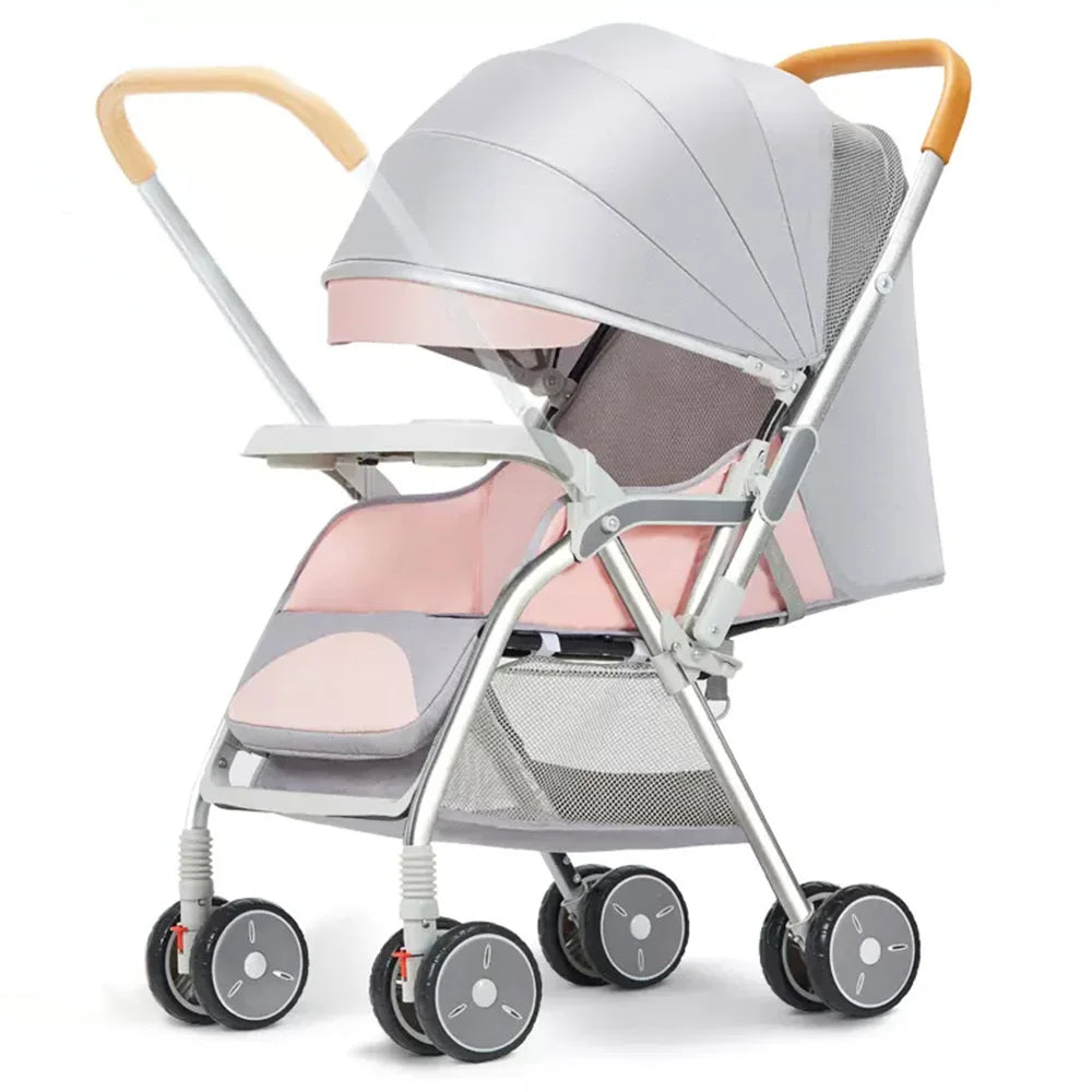 Custom Luxury Baby Stroller with All Terrain Wheels Portable Lightweight Foldable Pram Two Way Sunshade Cover