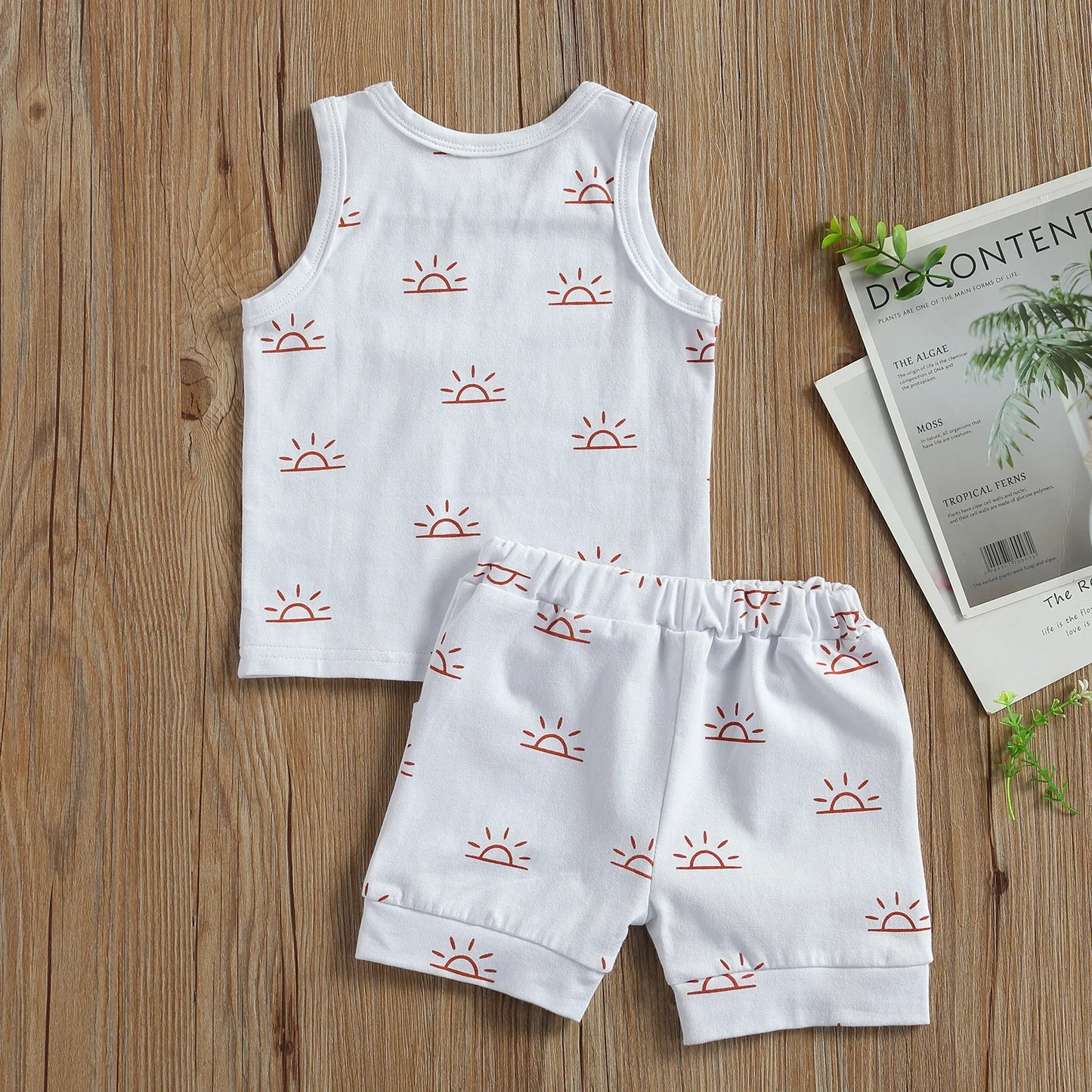 2021 0-3Y Toddler Baby Clothing Summer Soft Cotton 2pcs For Infant Boys Girls Sun Print Sleeveless Top Vest+Shorts Outfits Set