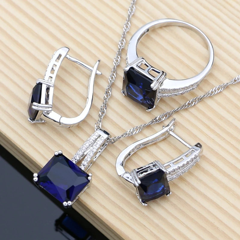Cute 925 Sterling Silver Jewelry White CZ Beads Jewelry Sets For Women Wedding Earrings/Pendant/Necklace/Rings
