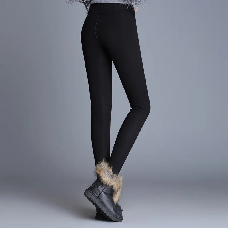 Skinny Thick Velvet Wool Fleece Girls Leggings Women Trousers Lambskin Cashmere Pants for Women Leggings