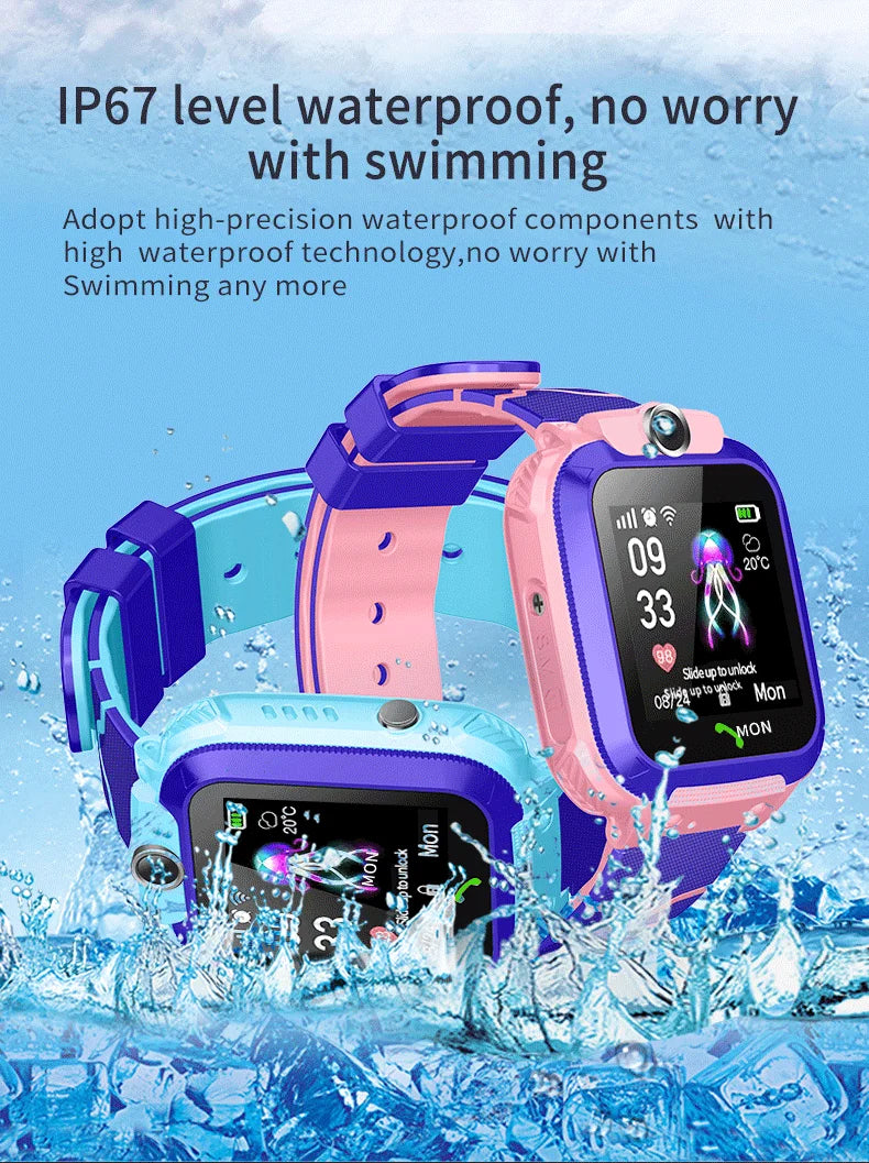 AISHI Q12 Kids Smart Watch IP67 Waterproof SOS Camera Phone 2G SIM Card Voice Call LBS Location Child Clock Smartwatches Gift