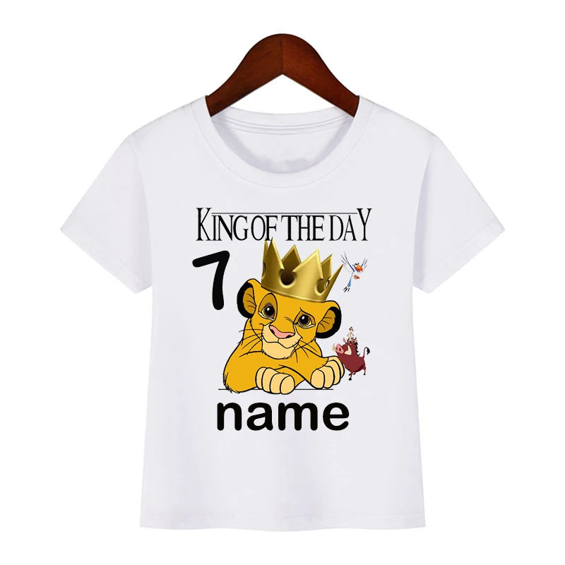 1-10 Lion King Birthday Boys Shirts Boy's Simba Shirt Baby Girls Clothes Short Sleeve Tee Tops for 2-9 Years Olome99