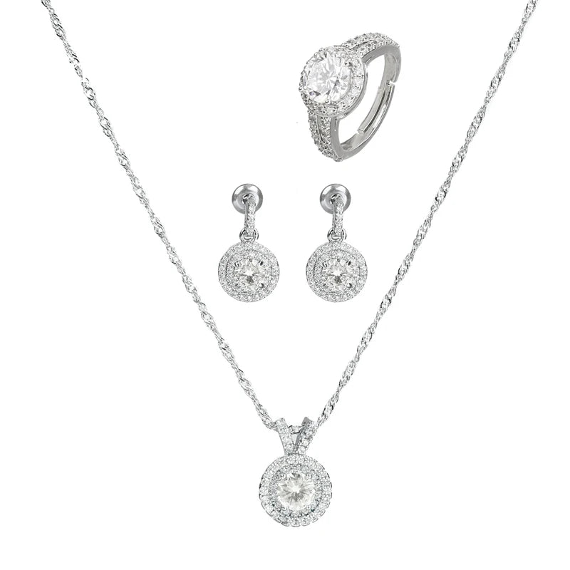 Emmaya Exclusive Top Quality Fashion Trinket Sets White Zircon 3PCS Jewelry Sets Wedding Party Gift