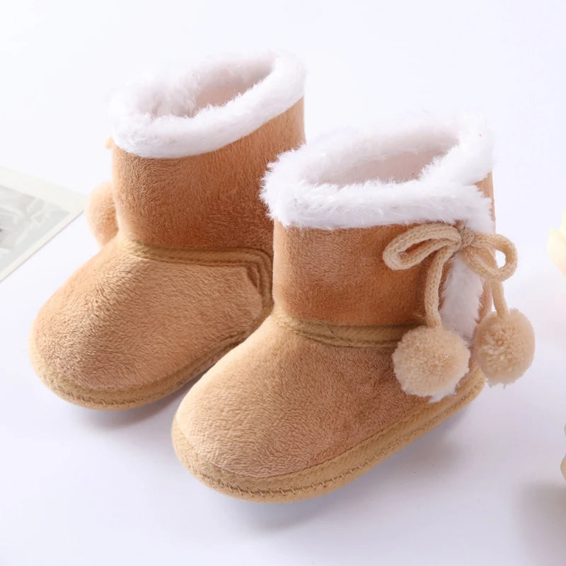 Baywell, botas cálidas para otoño e invierno para recién nacidos, 1 año, zapatos para bebés y niños, botas de nieve de piel de suela suave para niños de 0 a 18M