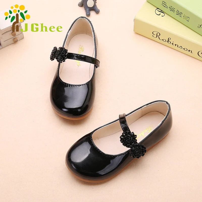 JGSHOWKITO, zapatos de otoño para niñas, zapatos planos de princesa para niños, zapatos casuales de cuero PU para niños con flores, zapatos de fiesta para niñas