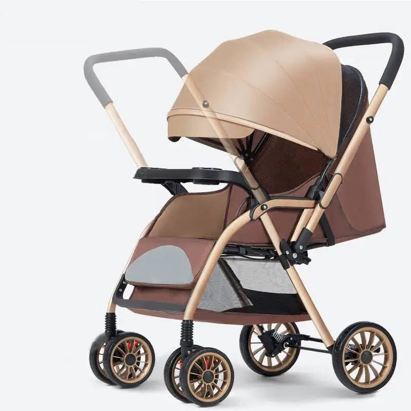 Custom Luxury Baby Stroller with All Terrain Wheels Portable Lightweight Foldable Pram Two Way Sunshade Cover