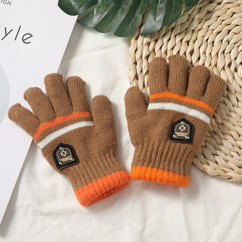 Kids Gloves Winter Full Finger Gloves Knitted Soft Children Mittens 3-8Y Boys Girls Gloves Thick Keep Warm Autumn Glove