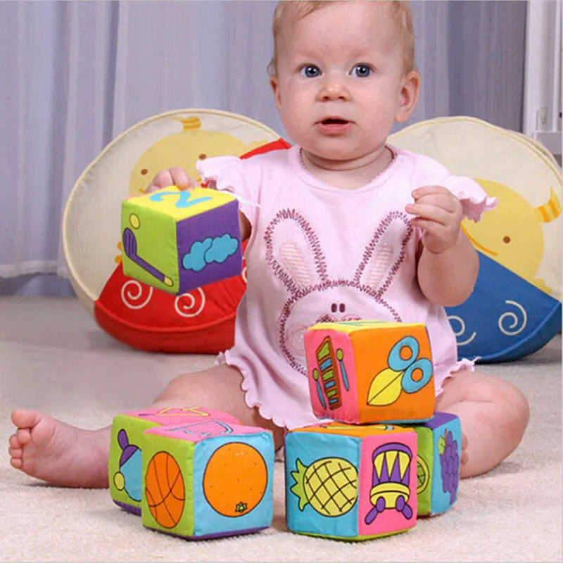 Baby Toys 0 12 Months Mobile Magic Cube With Rattle Soft Cloth Puzzle Blocks Infant Toys Educational Baby Rattle