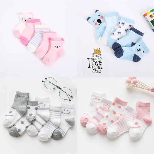 5 Pairs/Lot Baby Socks  For Newborns Infant Cute Cartoons Soft Cotton Socks Summer 0-24 Month Boy Girl Lovely Mesh Kids Gift CN