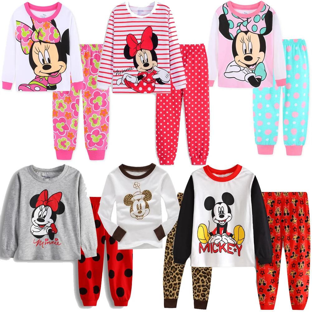 Kids Pajamas Set Children Sleepwear Cartoon Mickey Minnie Mouse Pyjamas Pijamas Baby Boys Girl Cotton Nightwear Clothes Set