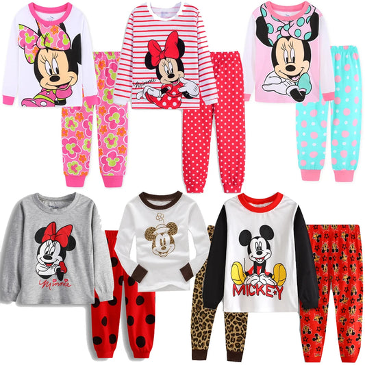 Kids Pajamas Set Children Sleepwear Cartoon Mickey Minnie Mouse Pyjamas Pijamas Baby Boys Girl Cotton Nightwear Clothes Set